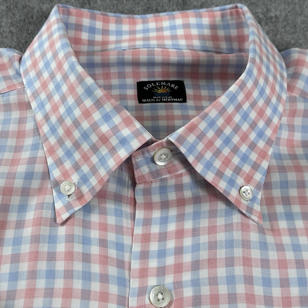 SoLemare Maus & Hoffman Mens XL Shirt Gingham Multicolor Short Sleeve Italy New